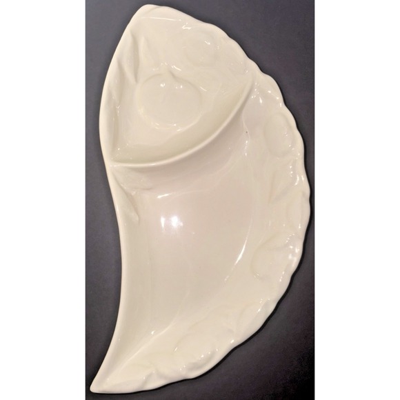 VINTAGE HTF Belmar California MCM Chip & Dip Tray - White Divided Relish Bowl - Picture 4 of 7